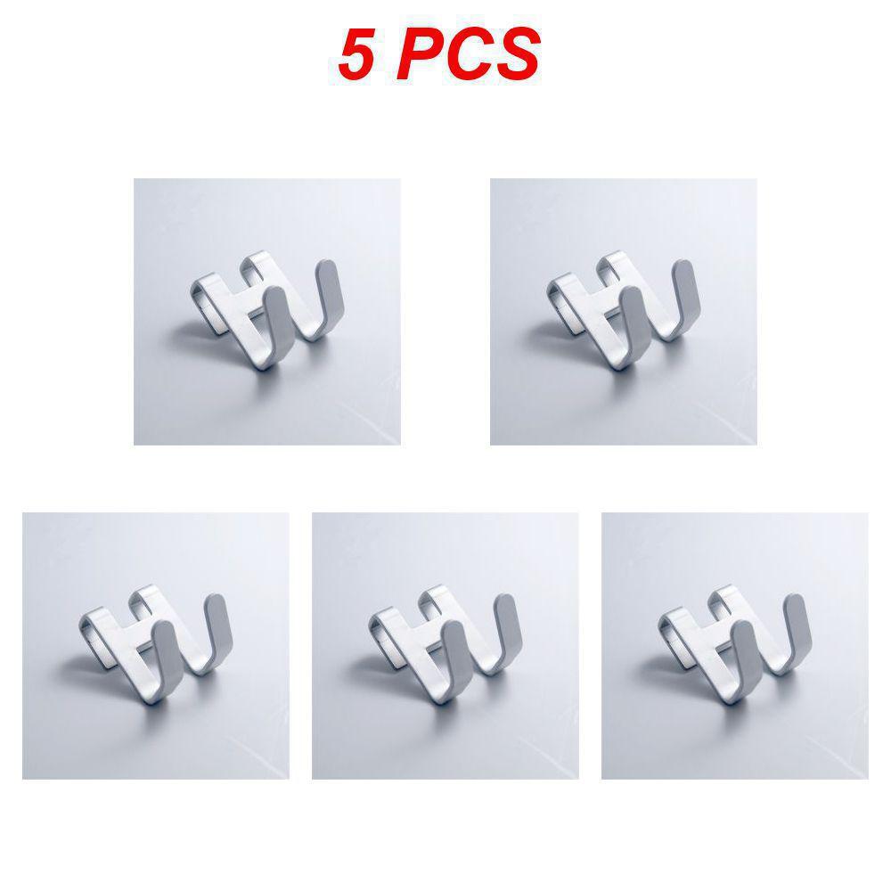 1/3/5pcs Space Aluminum Metal Shower Frameless Glass Door Hook Free Hole Towel Rack Hanger Key Holder Clothes Bathroom Organizer