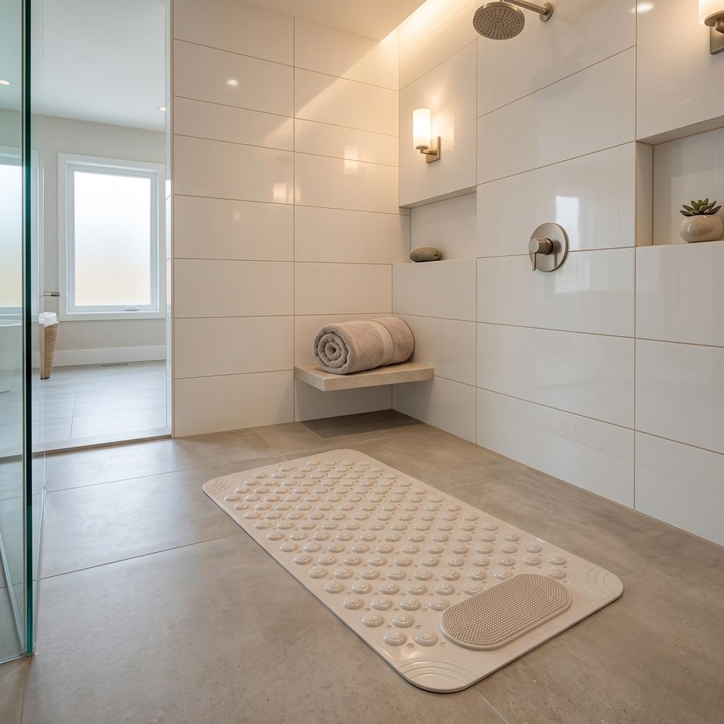 Premium Non Slip Shower Mat with Suction Cups High Quality Durable Waterproof Bathroom Floor Rug Advanced Anti Skid PVC Bath Mat