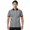 [Silver & Style] Referee Cosplay Short-Sleeved Shirt, Referee Uniform, Vertical Stripe, Zip-Up, Basketball, Soccer, Martial Arts (3XL)