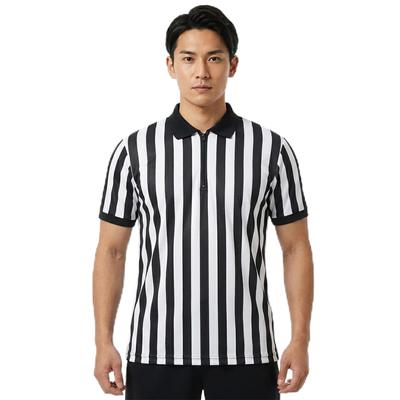 [Argent & Style] Chemise à manches courtes de cosplay d'arbitre, Uniforme d'arbitre, Rayures verticales, Fermeture éclair, Basketball, Football, Arts martiaux (3XL)