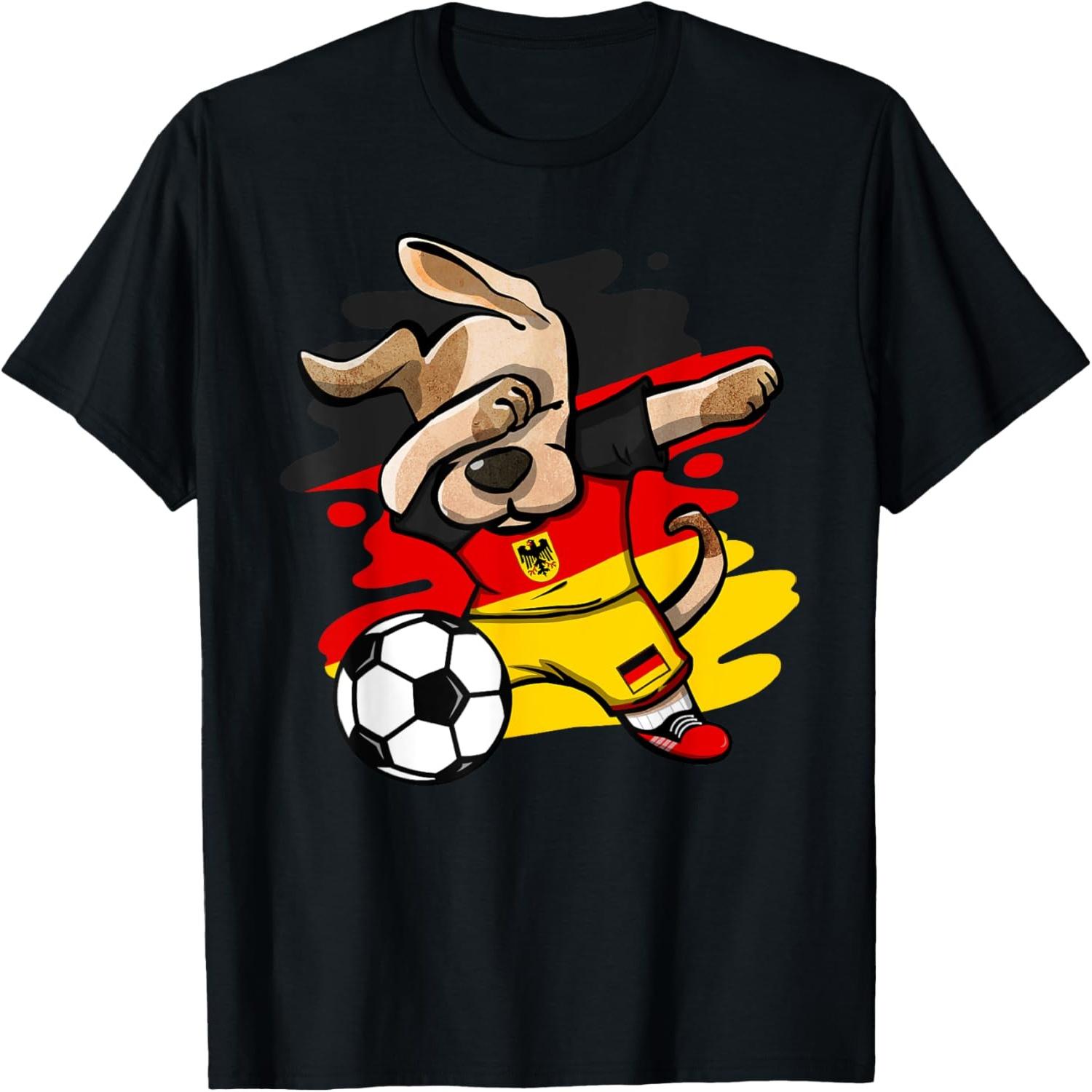 Dabbing Dog Germany Soccer Fans Jersey German Flag Football T-Shirt S
