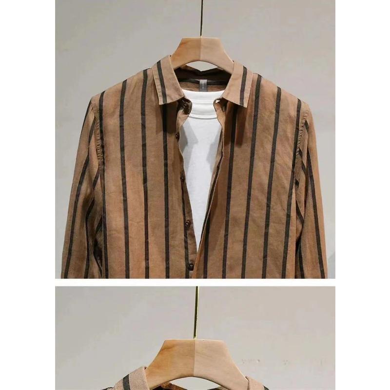 Vielseitiges Neues Gestreiftes Langarmhemd für Herren Lässig Dünn Koreanischer Stil Dünnes Trendiges Hemd