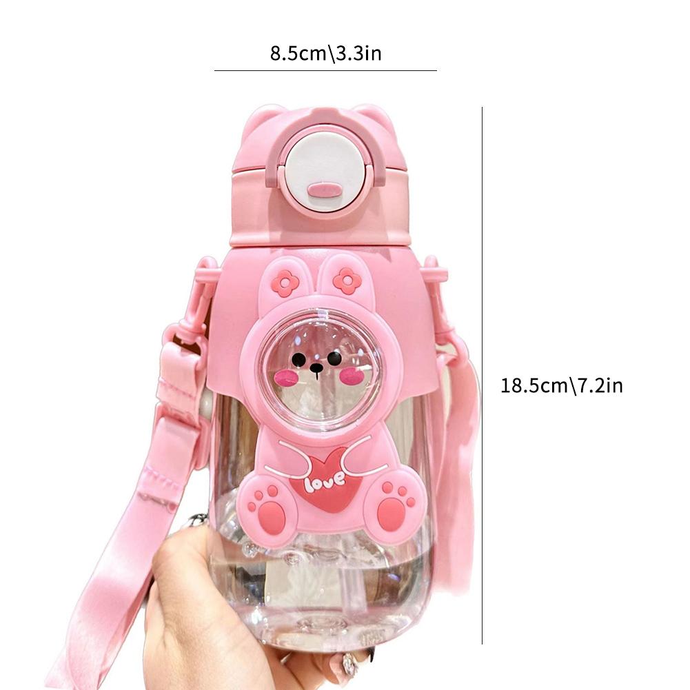 Summer Children's Plastic Straw Water Cup New Cute And High Value Cartoon Cups For Male And Female Students Portable ANTI-FALL