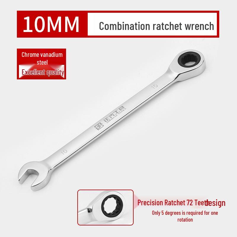 Quick Ratchet Double End Wrench Set 13mm – Full Auto Repair Tool with 10 Wrench Sizes