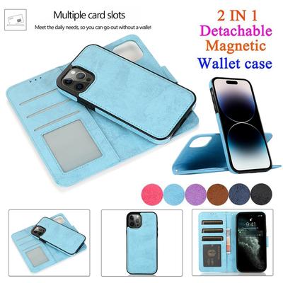 Retro 2 In 1 Detachable Magnetic Flip Wallet Leather Case for iPhone 15 14 13 12 Pro Max 14 Plus for Samsung S23 S22 S21 Ultra Plus A13 A14 A52 A72