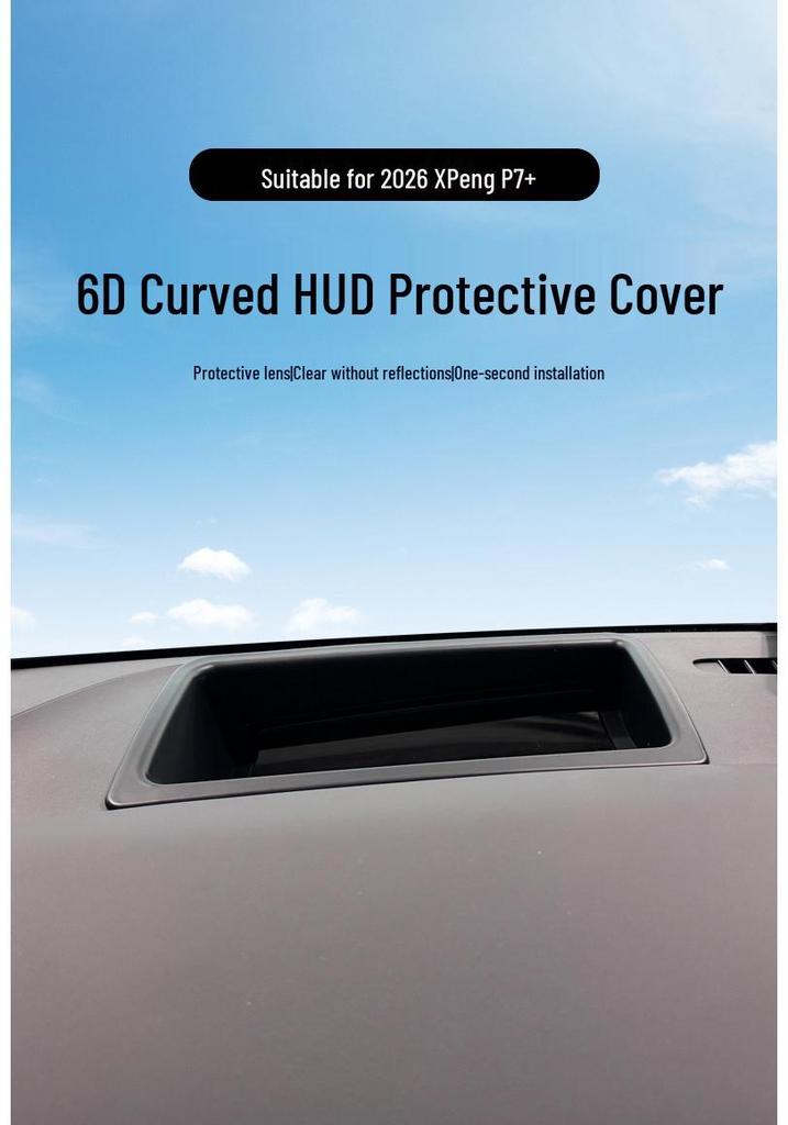 2026 Xiaopeng P7+ 6D Curved HUD Protective Cover for Car Interior Modification