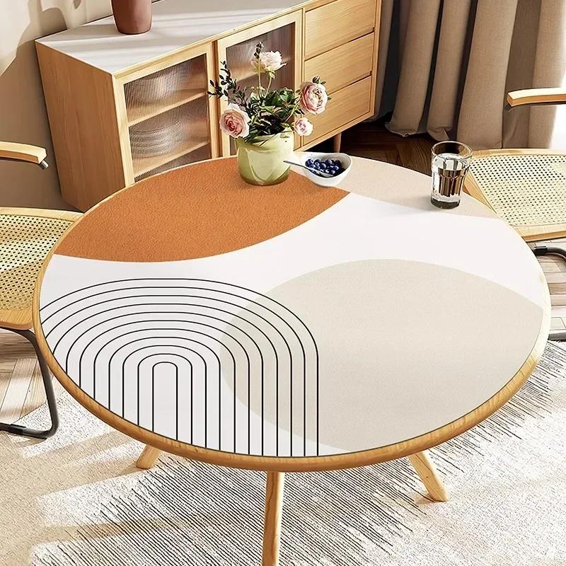 Round Waterproof Tablecloth Pvc Oil-proof Anti-scalding Dining Table Mat Japanese Minimalist Style Home Decoration Tablecloths