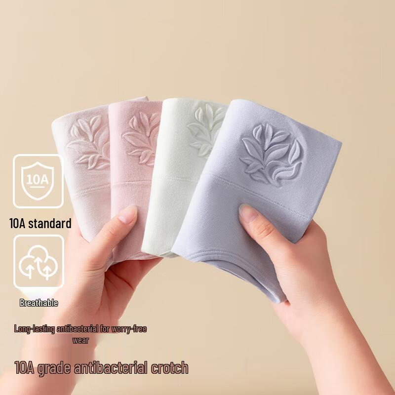 LangSha Women's High-Waist Tummy Control Cotton Briefs (4-Pack)