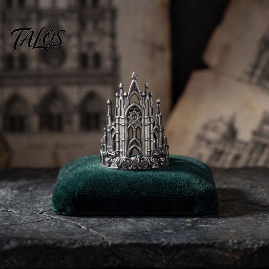 Gothic Castle Ring Retro Hollow for Men Women, Church Statement Punk Style Alloy Ring, Non Tarnish Carving Open Hypoallergenic Finger Jewelry