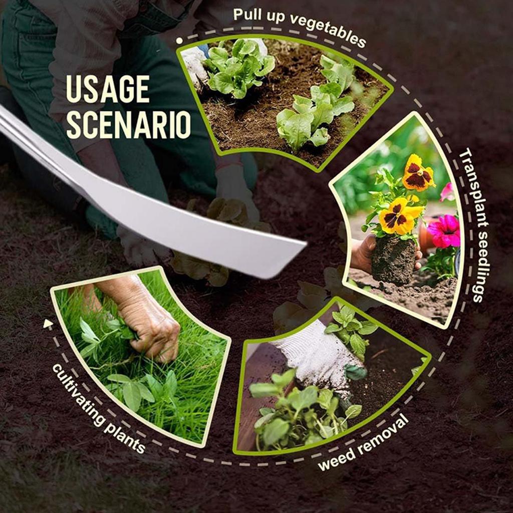 Grass Puller Tool Manual Grass Removal Tool with Handle Heavy Duty Uprooting Weeding Rake Artifact Handle Garden Trowel