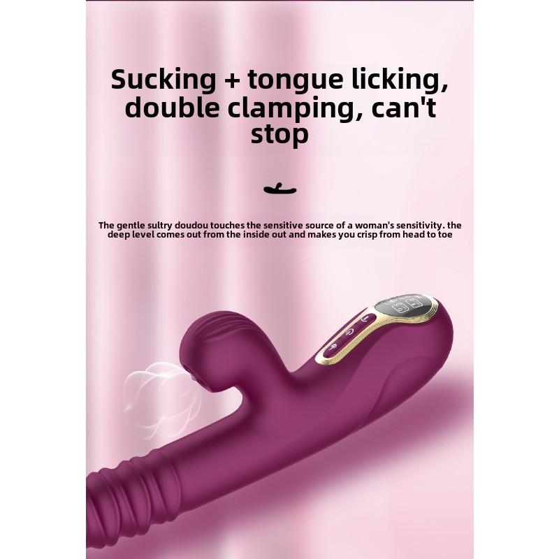 Multi-functional Telescopic Vibrator Intelligent Display Fast Piston Heating Sucking Tongue Licking Masturbator