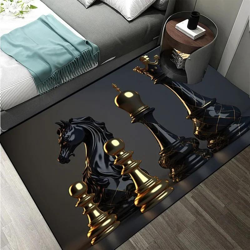 Intelligence Game Chess Inspired Decor Carpet Rug King Queen Rook Bishop Knight Pawn Cozy Living Room Floor Mat Area Rug
