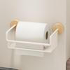 Black Walnut No-Drill Toilet Paper & Towel Holder with Trash Can