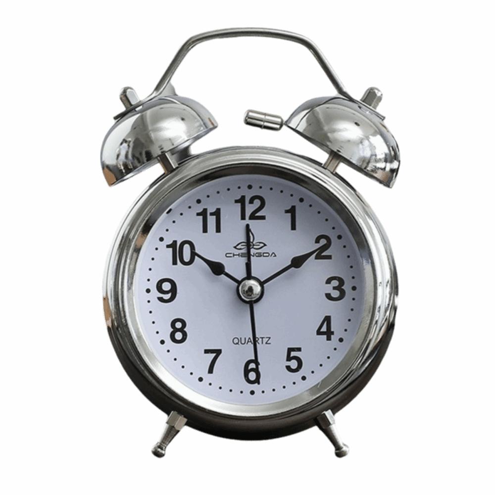 Creative Classical Alarm Clock Super Loud Mute Type Bell Alarm Clock Double Bell Metal Frame Silent Table Clock Home Decor2