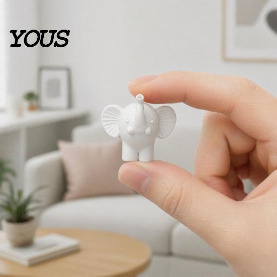 Figurine Decor Mini Elephant Figurine, 3D Printed Cute Animal Desktop Sculpture Decoration, Small Tabletop Ornament for Home Office Surface Model