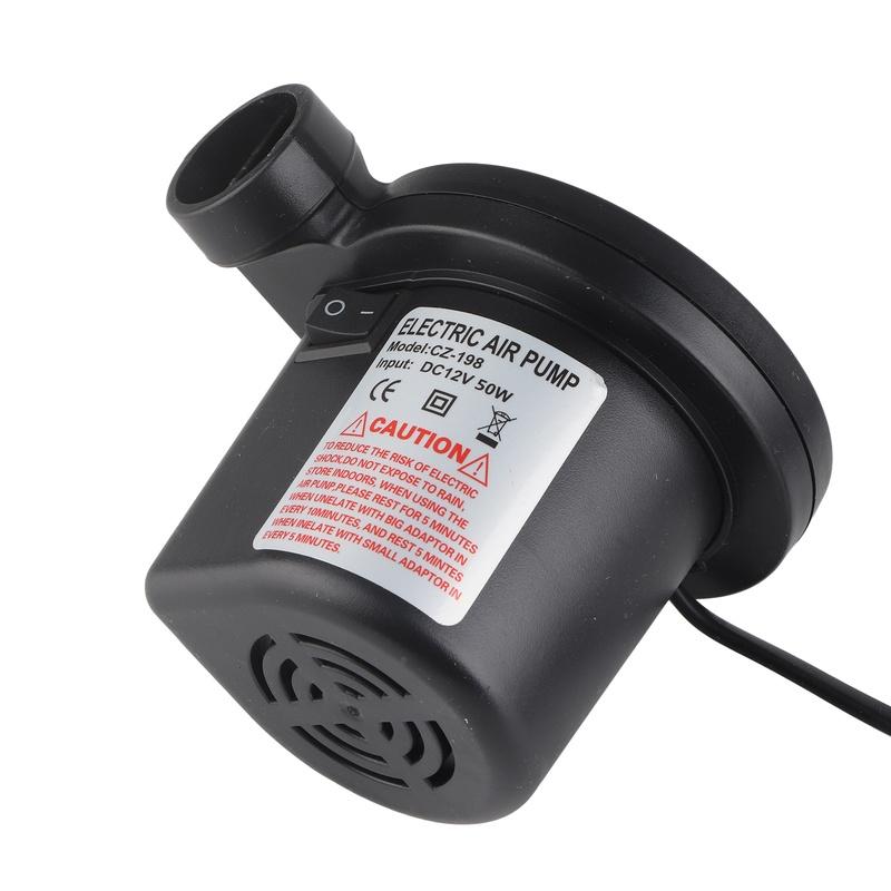 12V DC Elektrikli Hava Pompası Şişirici, Şişirilebilirler için 3 Başlıkla Yatak Sal Yatak Tekne
