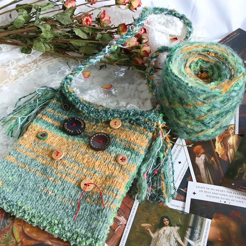 

1 рулон мягкой шерсти, нерегулярные круглые нити, 100 г/клубок, мохеровая пряжа, серия масляных красок средней толщины