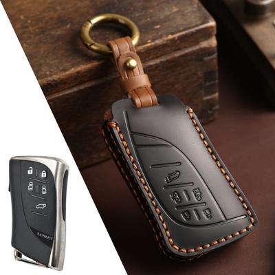 Leather Car Fob Key Cover Protector Case Bag Set for Lexus LM350h LM500 Keyless Go Remote Holder Shell Keychain Accessories