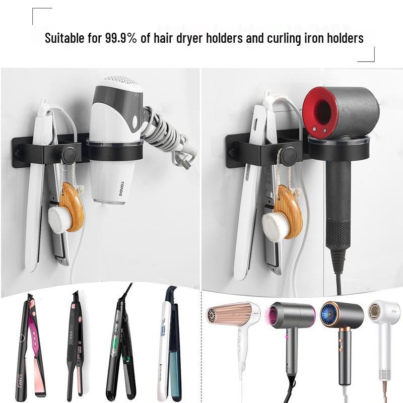 Wandmontiertes, bohrfreies Aufbewahrungsregal für Haartrockner und Stylingwerkzeuge