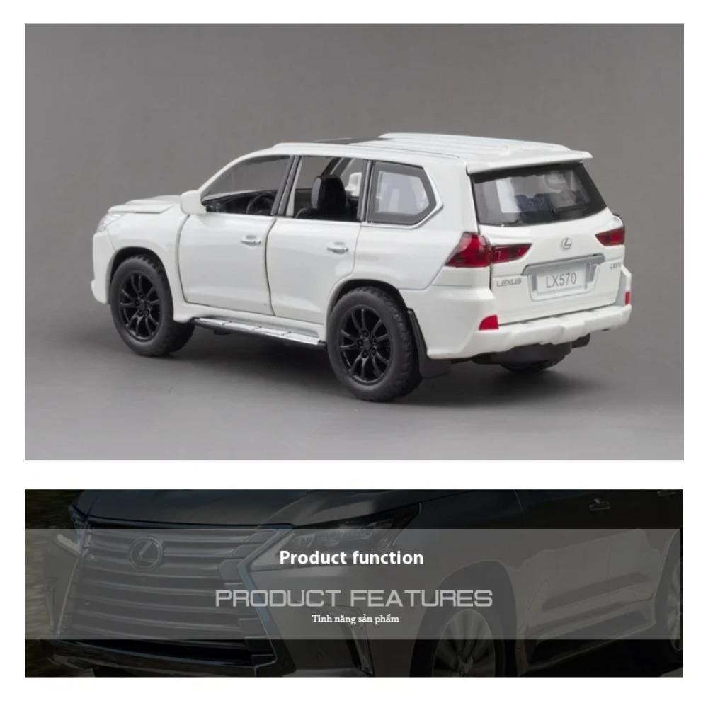 1/32 LEXUS LX570 SUV Alloy Off Road Diecast Metal Model Sound & Light Pull Back Toy Trendy Display Ornament Gift for Boy Collect