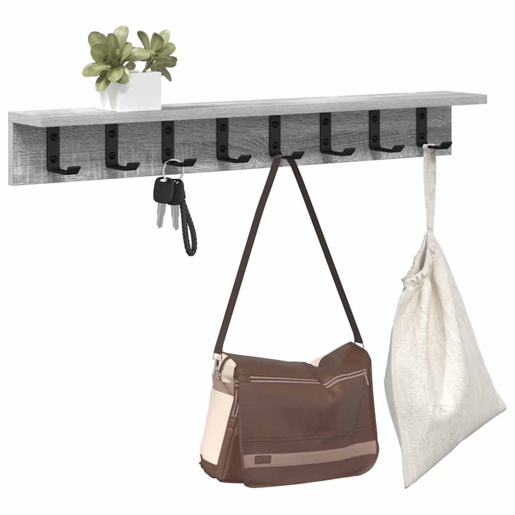 Wall Mounted Nightstand Grey Sonoma 80 x 10.5 x 10.5 cm