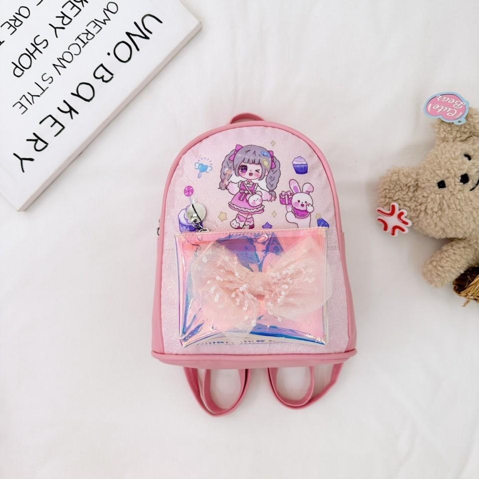 Trendy And Cute Nylon Toddler Backpack Cartoon Design For Boys And Girls School Use розовый