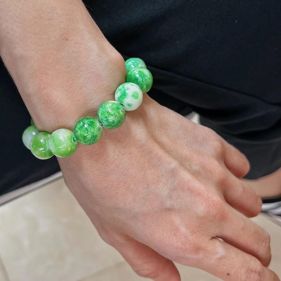 Atmosphere Large Particle 12Mm Wizard Of Oz Natural Blue And White Jade Persian Jade Bracelet Women S Bracelet