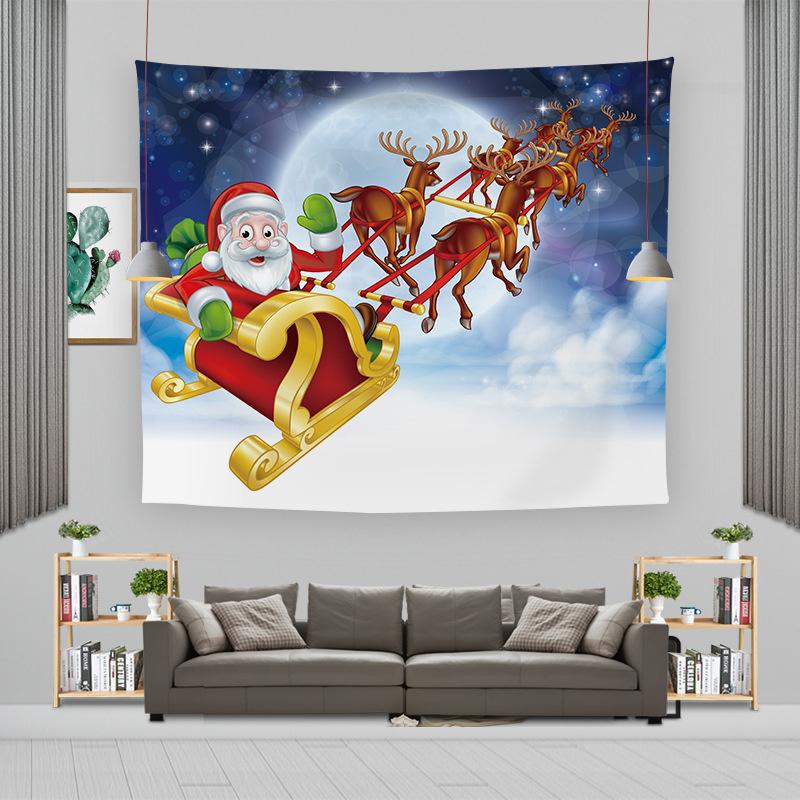 Cartoon Weihnachtsmann Wandbehang Wandteppich Frohe Weihnachten Wandteppich Hintergrundtuch Polyester Fröhliche Frohe Weihnachten Wandteppiche