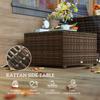 62 X 62cm Glass Top Rattan Side Table Brown