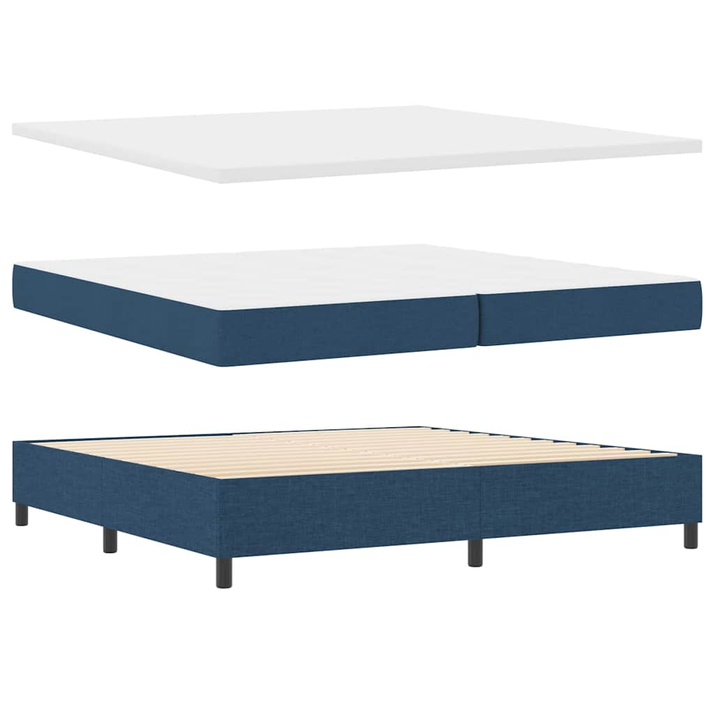 Boxspring Bed with Headboard Blue 200 x 200 cm Fabric