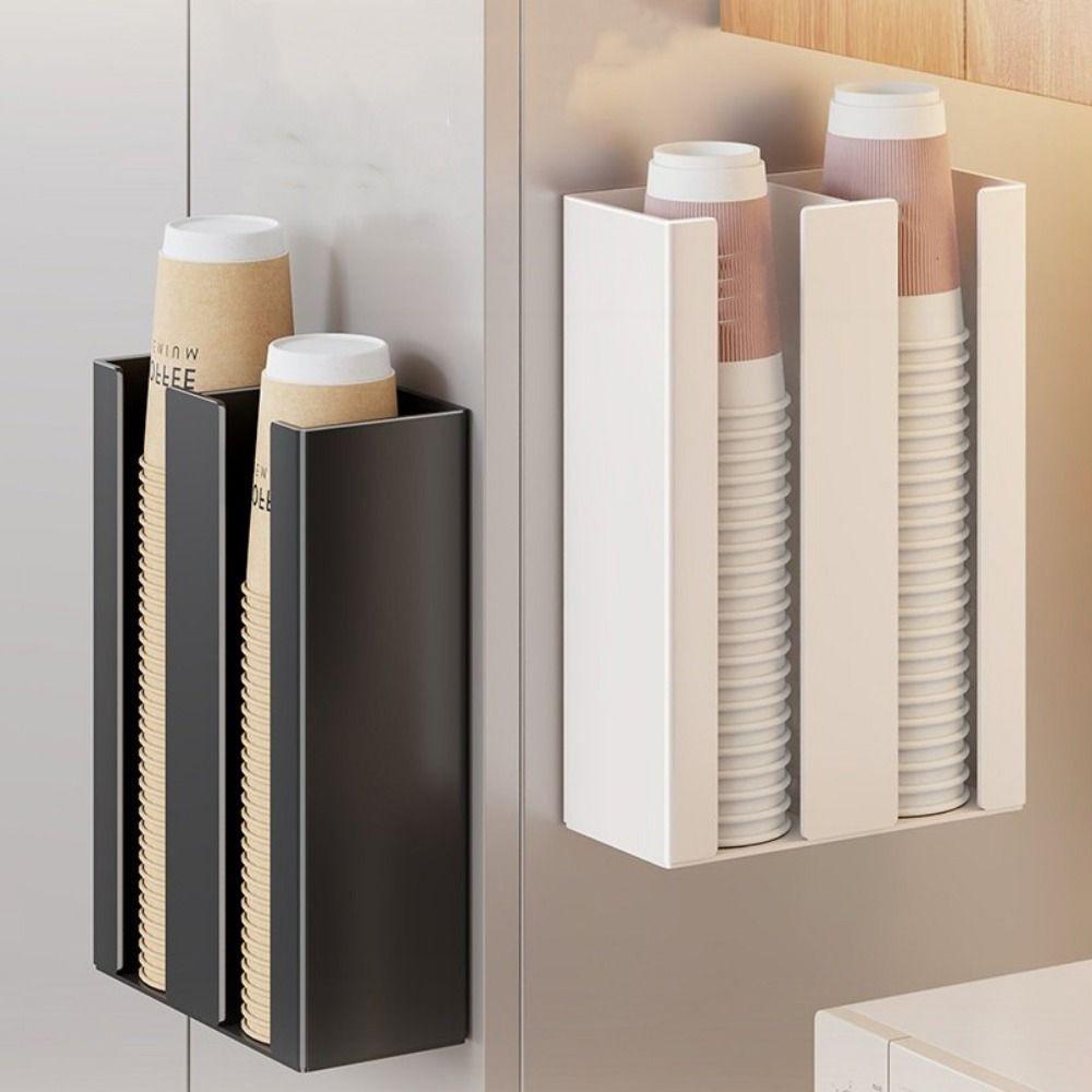 Wall Mounted Magnetic Disposable Cup Holder Large Capacity Paper Cup Organizer  Refrigerator