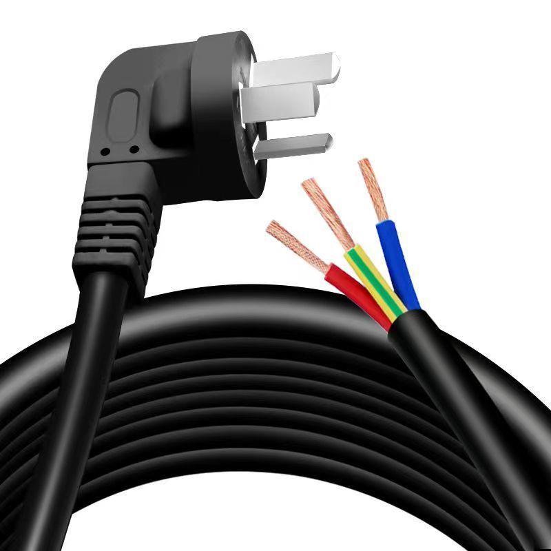 High-Power 10A Three-Pin Power Cord with Plug and Bare End, 2.5mm² Thickness