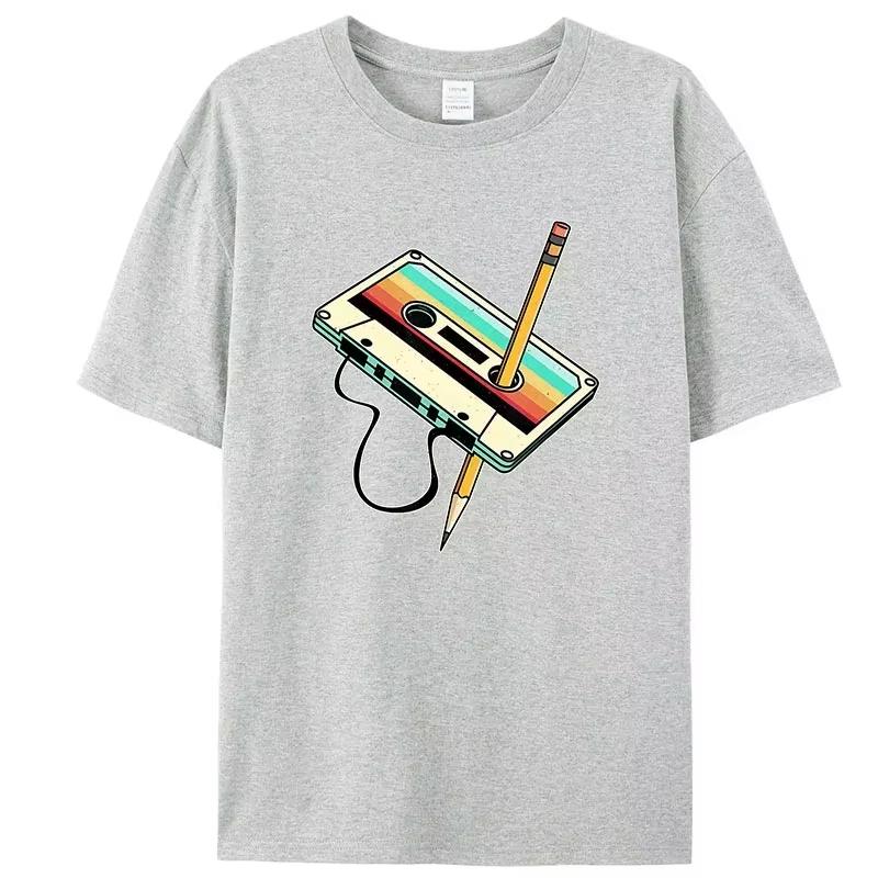 Men Women Short Sleeve Pencil 1980s Retro Vintage Throwback Music T-Shirt Summer Casual Sports Top Clothing T Shirt Camisetas