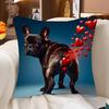 Double Sided Soft Comfortable French Bulldog Heart Print Throw Pillow Cover For Living Room Home Animal Decor