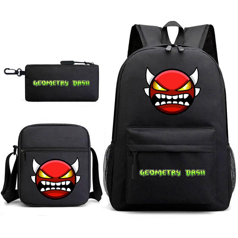Geometry Sprint Game Backpack Geometry Dash Heat Transfer Backpack Elementary School Bag Leisure Bag