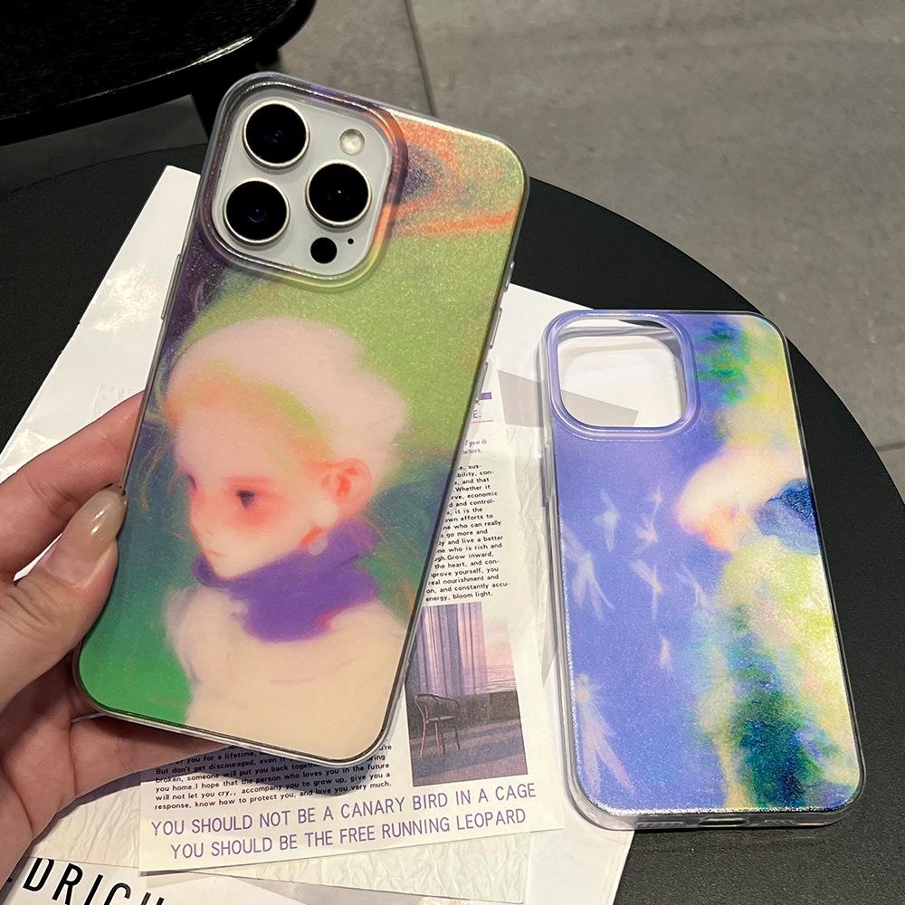 Applicable to iPhone17PRO anti-drop mobile phone case dream oil painting style girl Apple 16/15 protective case