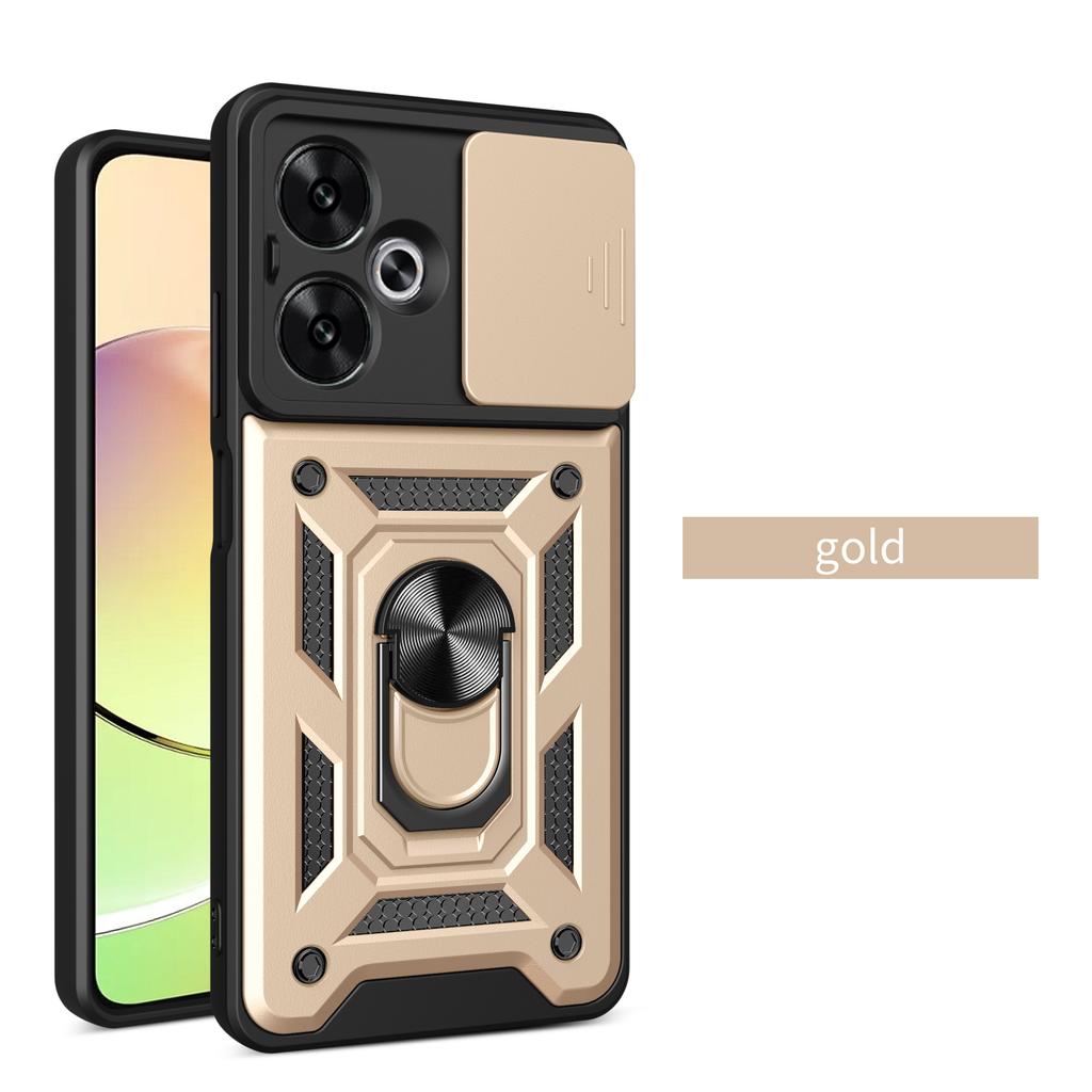 Slide Camera Case for Xiaomi Redmi 13C 12 5G 4G Car Magnetic Ring Holder Silicone Protection Phone Cover Redmi13C Redmi12 Coque