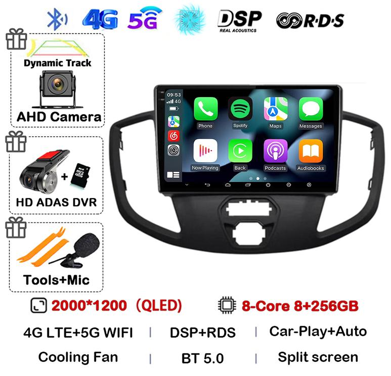 Android 14 Carplay Auto WIFI+4G For Ford Transit 2015 2016 2017 2018 GPS Car Radio Multimedia Video Player Stereo 360 Camera DSP