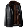 Winter Genuine Leather Jacket for Men, Mid-length Velvet Sheepskin Top, Middle-aged Dad's Warm Windproof Jacket