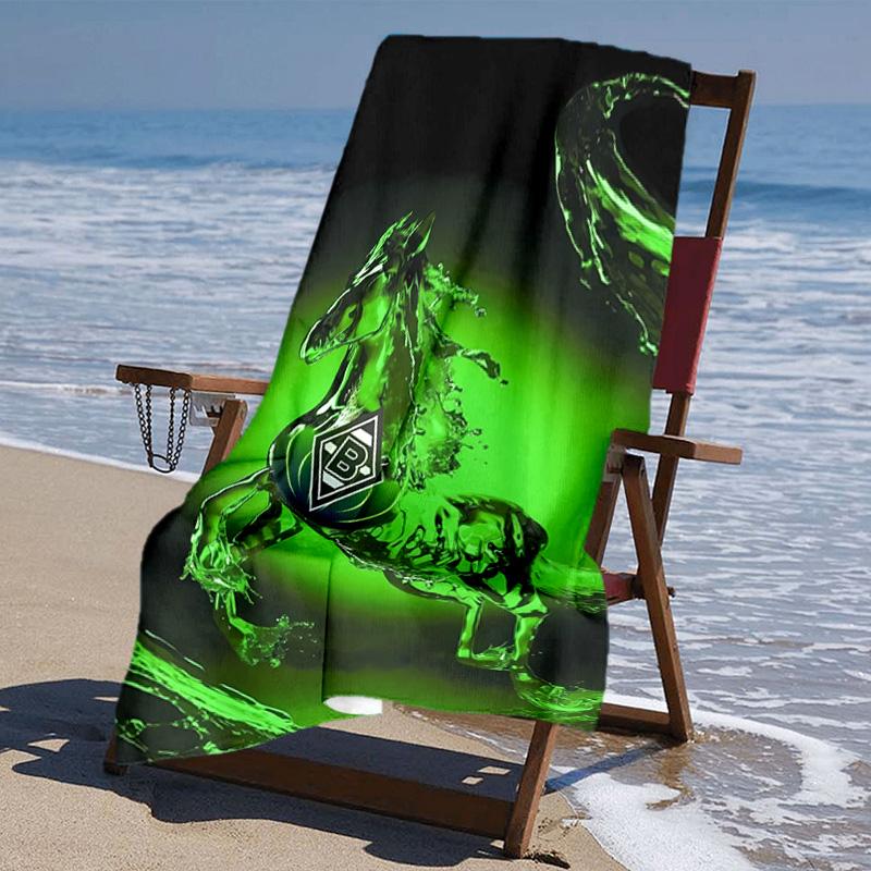 Beweis Strandtuch mit Borussia Mönchengladbach Logo Muster - weich, saugfähig, schnelltrocknend, maschinenwaschbar - perfekt zum Schwimmen, Camping, Baden