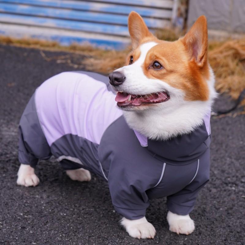 Reflective Hooded Raincoat Medium Corgi Dogs Waterproof Short Sleeve Pet Rainwear All