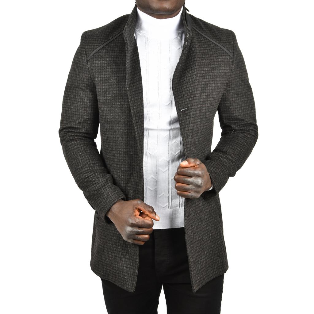 DeepSEA Pötikare Desenli Dik Yaka Dar Kesim Hakim Yaka Kaşe Kaban 2407003