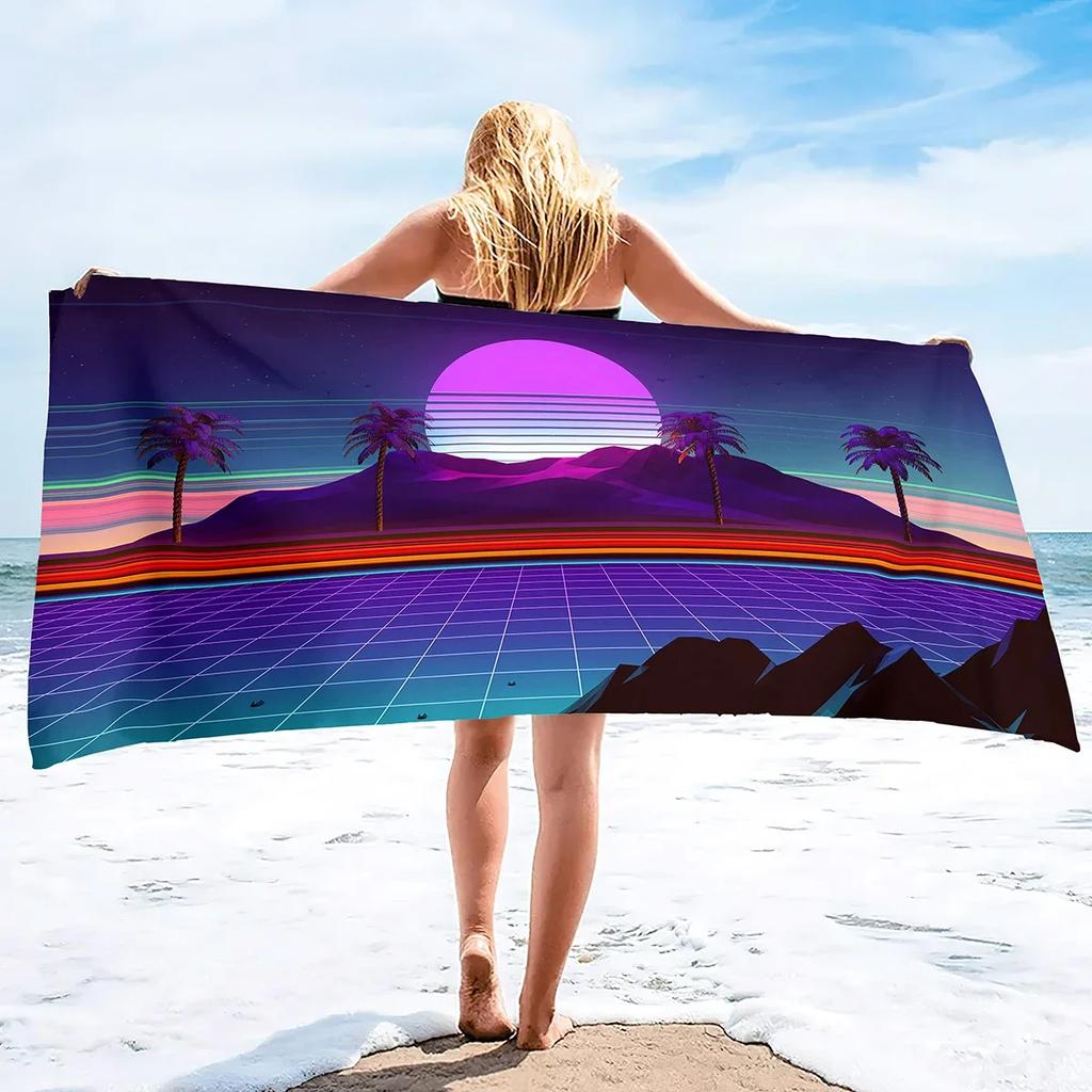 Neon Palms Beach Towel Quick Fast Dry Sand Free Proof Extra Large Big Outdoor Travel Swim Micro Fiber Blanket for Women Men