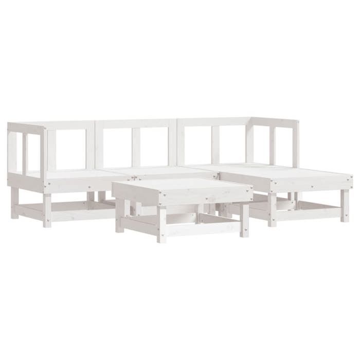 Salon de jardin modulable - Maison Exclusive - 5 pièces - Pin massif - Blanc