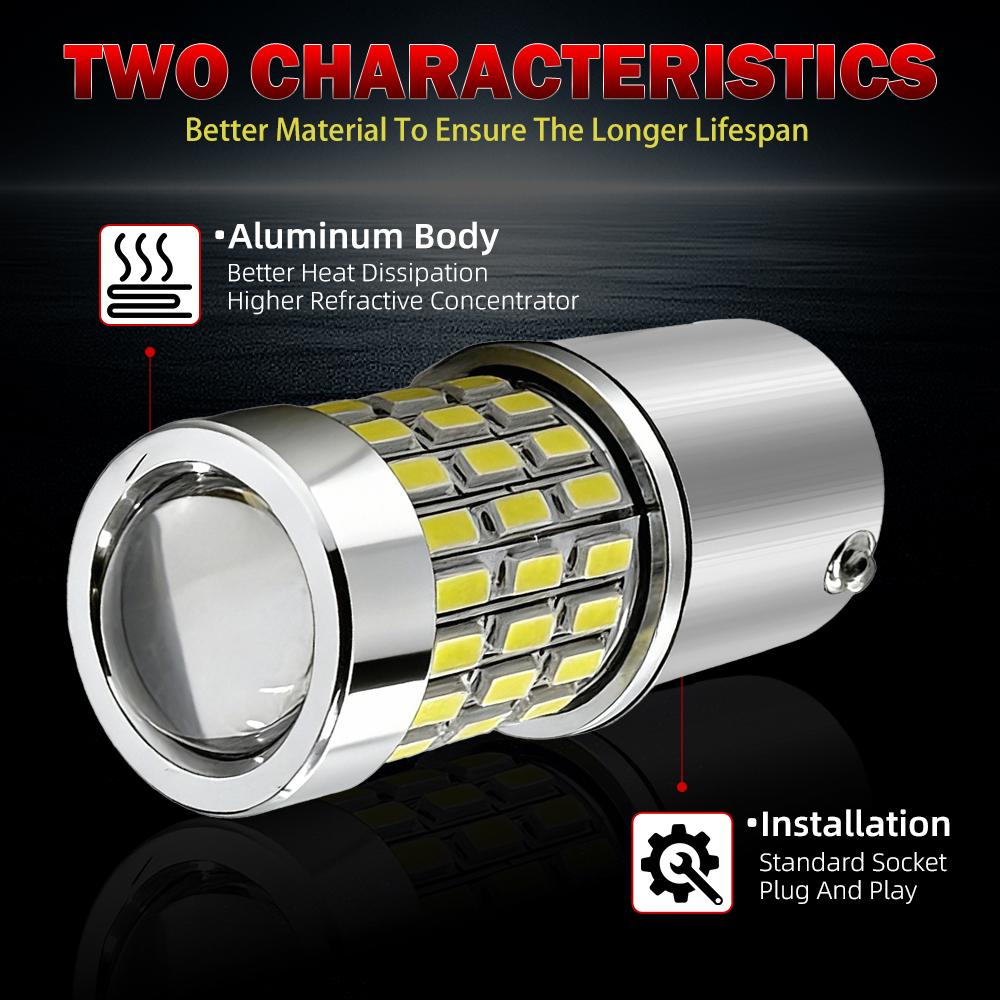 2PCS BA15S 1156 P21W LED Daytime Running Light Bulbs No Hyper Flash Canbus DRLs Car Headlamp City Lamp