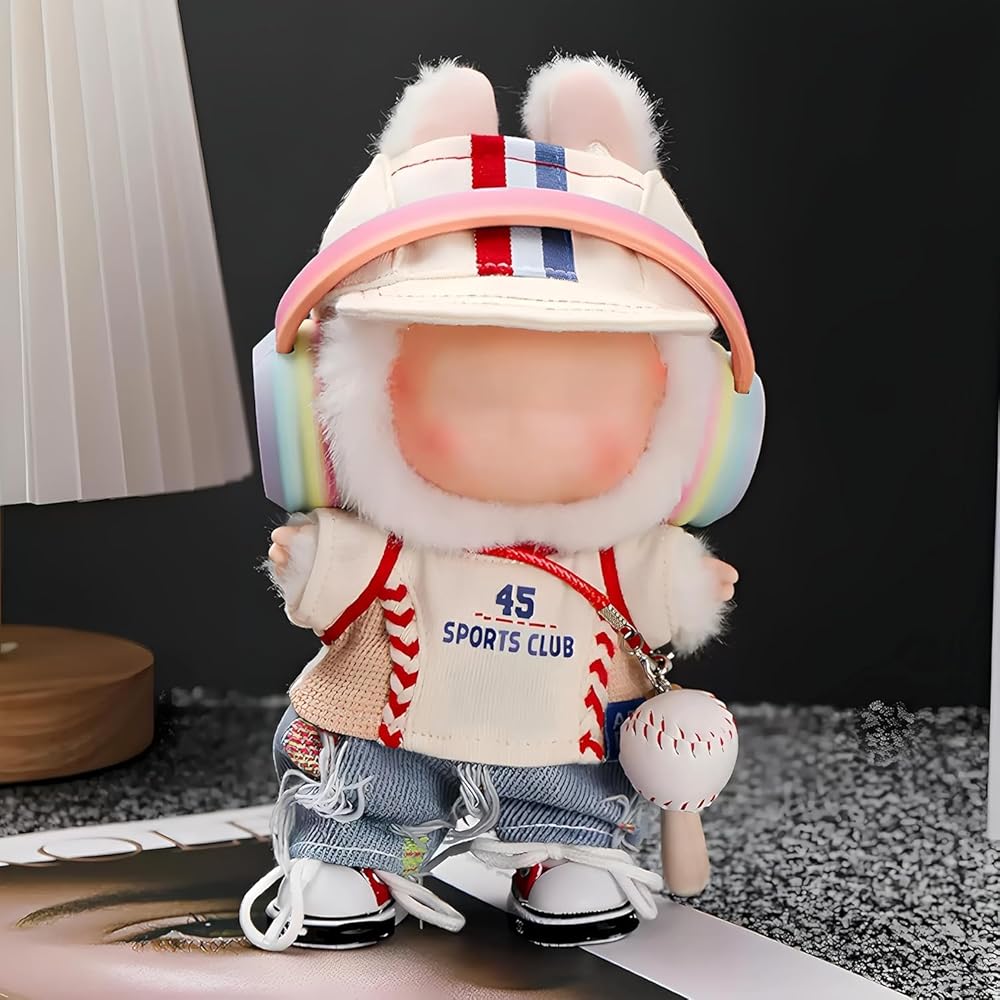 Cimoon Doll Clothes 15cm/17cm Baseball Uniform 6-Piece Set Costume Outfit for Plush Toys and Dolls