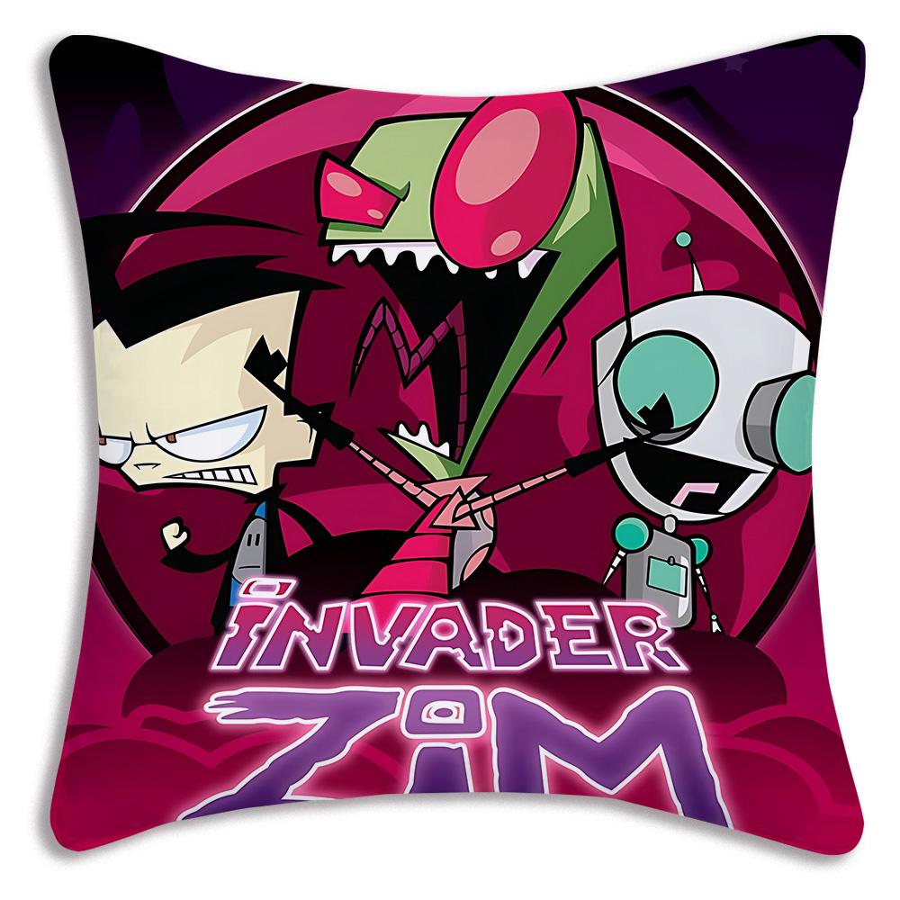 Invader Zim Cartoon Pillow Covers Cartoon Sofa Decorative Home Double-Sided Printing Short Plush Cute Cushion Cover