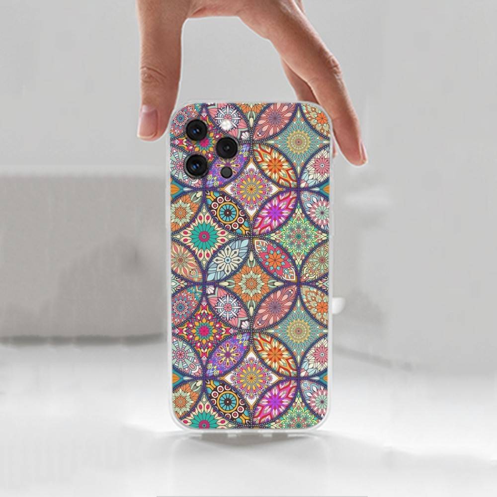 M-Moroccan Tile For iPhone 12,Mini,16,X,17,Plus,11,Max,13,XR,15,Pro,14,SE,XS,Transparent Soft Cover Case