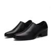 Fashion Genuine Leather Mens Height Increasing Shoes 6cm Fashion Brand Male Footwear Pure Black Party Business Monk Shoes D595
