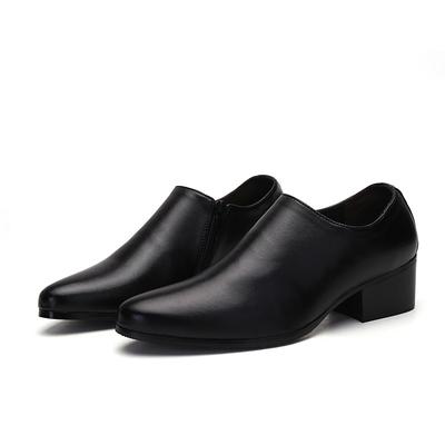 Zapatos de Cuero Genuino para Hombre que Aumentan la Altura 6cm Marca de Moda Calzado Masculino Negro Puro Zapatos Monje para Fiesta y Negocios D595